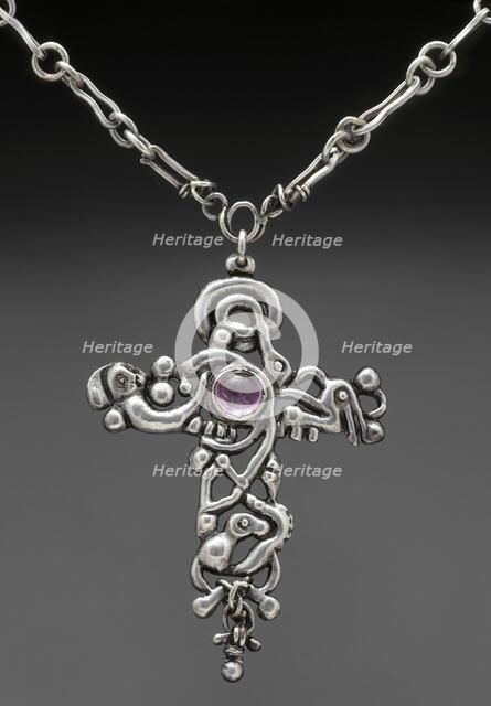 Cross pendant with chain, about 1907-1911. Creator: Janet Payne Bowles.