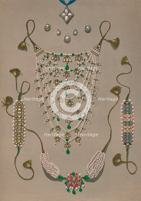 'Cross Pendant Brooches & Earrings, Suite of Indian Ornaments', 1863.  Artist: Robert Dudley.