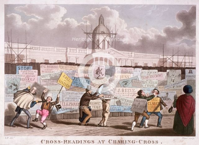'Cross-readings at Charing-Cross', London,1835. Artist: IP