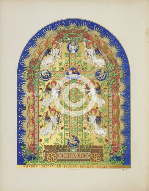 Cross with angels, 1849.  Creator: H C Maguire.