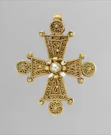 Cross with Pearls, Byzantine, 1200-1400. Creator: Unknown