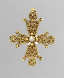 Cross with Pearls, Byzantine, 1200-1400. Creator: Unknown