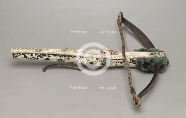Crossbow and Cranequin of Elector Augustus I of Saxony, c. 1553-1573. Creator: Unknown.
