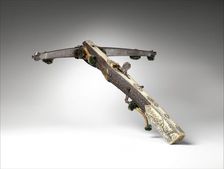 Crossbow (Halbe Rüstung) with Winder (Cranequin), German, Dresden, dated 1742. Creator: Johann Gottfried Hanisch