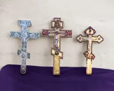 Crosses - A gift from Fedor, Kirill and Nataliia Naryshkin, Trinity Monastery, Aleksandrov, 1911. Creator: Sergey Mikhaylovich Prokudin-Gorsky
