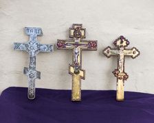 Crosses - A gift from Fedor, Kirill and Nataliia Naryshkin, Trinity Monastery, Aleksandrov, 1911. Creator: Sergey Mikhaylovich Prokudin-Gorsky