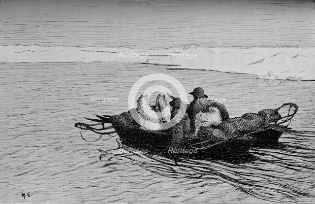 'Crossing a Crack in the Ice', c1893-1896, (1897). Artist: Unknown.