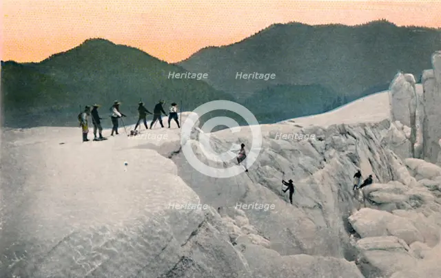'Crossing a Glacier, Mount Rainier', c1916. Artist: Asahel Curtis.