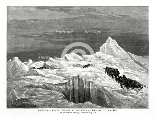 'Crossing a Heavy Ice-Pack at the Head of Wellington Channel', 1877. Artist: Unknown