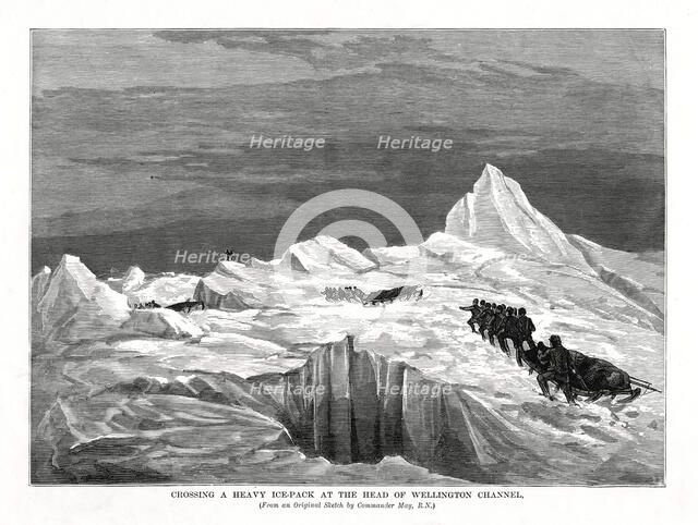 'Crossing a Heavy Ice-Pack at the Head of Wellington Channel', 1877. Artist: Unknown