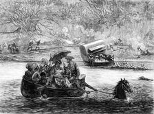 Crossing a river in India, 1874. Creator: Felix Elie Regamey