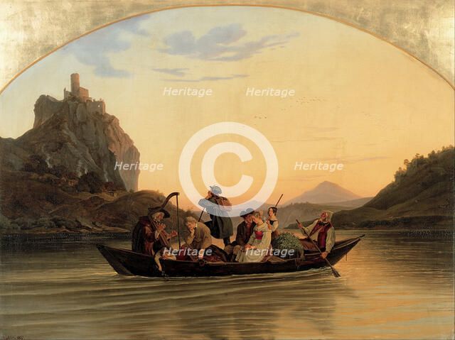 Crossing at Schreckenstein, 1837. Artist: Richter, Adrian Ludwig (1803-1884)