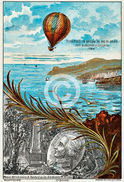 Crossing of the English Channel by Blanchard and Jeffries, 1785 (1890s). Artist: Anon