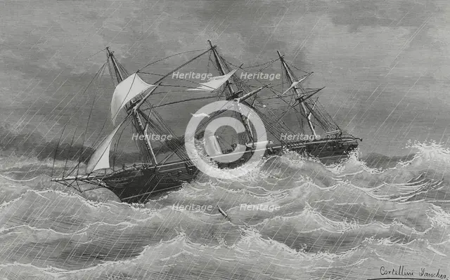 Crossing of the war frigate 'Navas de Tolosa' to the Pacific ports, 1882, (1883).   Creator: Tomás Carlos Capuz.