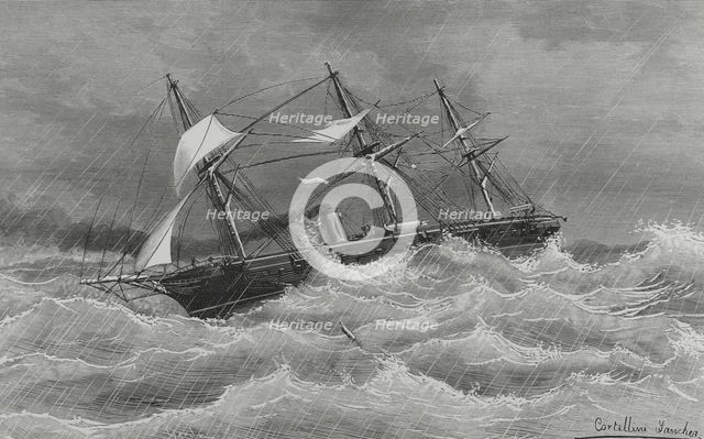 Crossing of the war frigate 'Navas de Tolosa' to the Pacific ports, 1882, (1883).   Creator: Tomás Carlos Capuz.