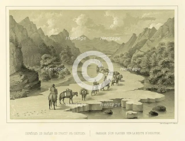 Crossing over the Ice on the Route to Okhotsk, 1856. Creator: Ivan Dem'ianovich Bulychev.
