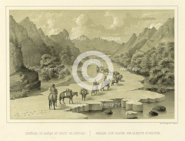 Crossing over the Ice on the Route to Okhotsk, 1856. Creator: Ivan Dem'ianovich Bulychev.
