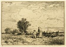 Crossing the Meadow, 1846. Creator: Charles Emile Jacque