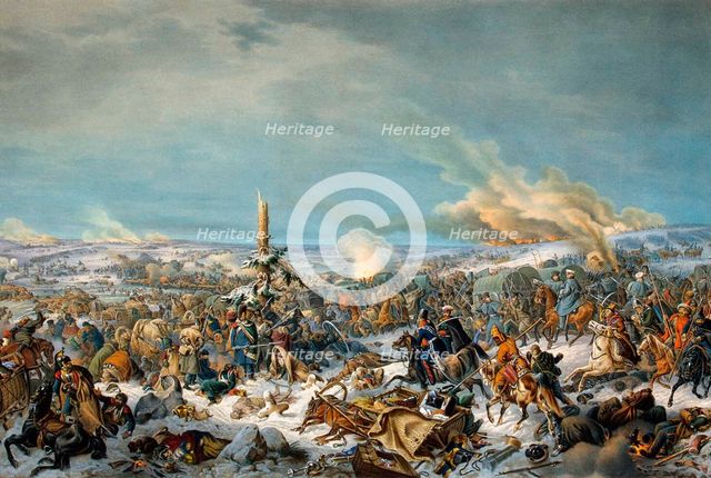 Crossing the Berezina River, Russia, 27 November 1812 (1844).  Artist: Peter Heinrich Lambert von Hess