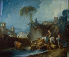Crossing the Bridge, 1735. Creator: Francois Boucher