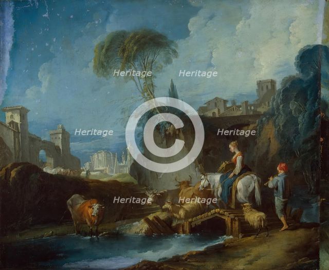 Crossing the Bridge, 1735. Creator: Francois Boucher.