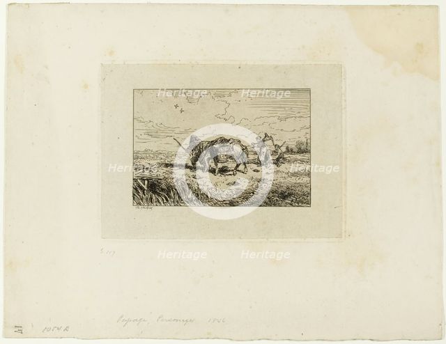Crossing the Bridge, 1846. Creator: Charles Emile Jacque.