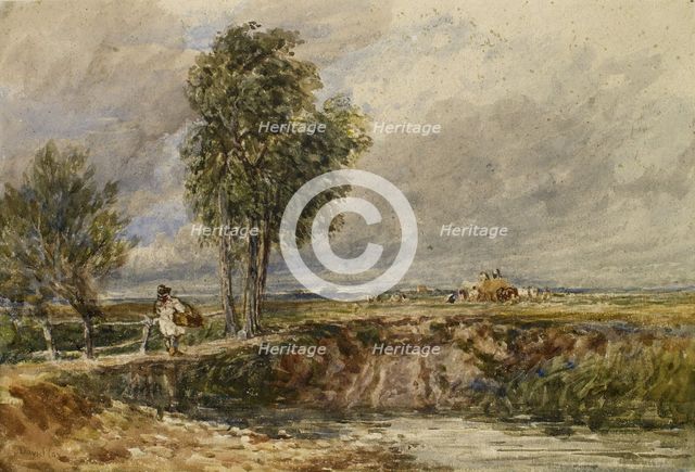 Crossing The Bridge - A Windy Day, c1820s-1850s. Creator: David Cox the Elder.