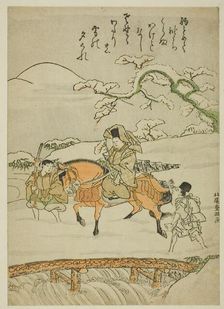 Crossing the Bridge at Sano, Japan, c. 1774. Creator: Kitao Shigemasa