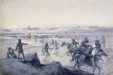 Crossing the Helmund at Chahar Burjak, Afghanistan, 1884. Creator: Sir Edward Law Durand