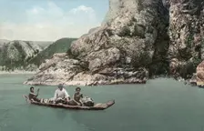 Crossing the Katun River on a Dugout Canoe near Dzhir-Bom, Above the Mouth of the Chui..., 1911-13. Creator: Sergei Ivanovich Borisov