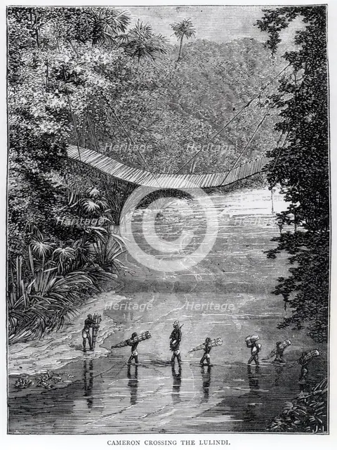 Crossing the Lulindi, Verney Lovett Cameron (1844-94)  Creator: Unknown.