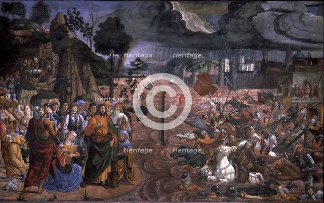 Crossing the Red Sea', 1483, fresco by Cosimo Rosselli.