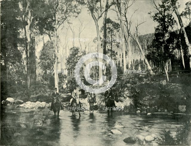 'Crossing the River, Near Buffalo Falls', 1901. Creator: Unknown.