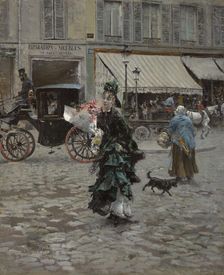 Crossing The Street, 1873-75. Creator: Giovanni Boldini