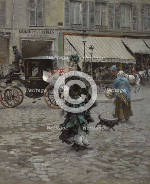 Crossing The Street, 1873-75. Creator: Giovanni Boldini.