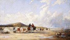 Crossing the sands to Swansea market c1850s. Artist: Edward Francis Drew Pritchard