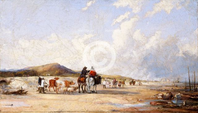 'Crossing the sands to Swansea market', c1850s. Creator: Edward Francis Drew Pritchard.