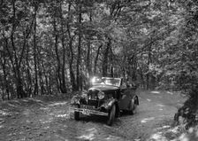 Crossley of CR Simnett competing in the B&HMC Brighton-Beer Trial, Fingle Bridge Hill, Devon, 1934. Artist: Bill Brunell