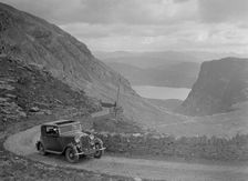 Crossley of Miss VJM Stephenson competing in the RSAC Scottish Rally, 1936 Artist: Bill Brunell