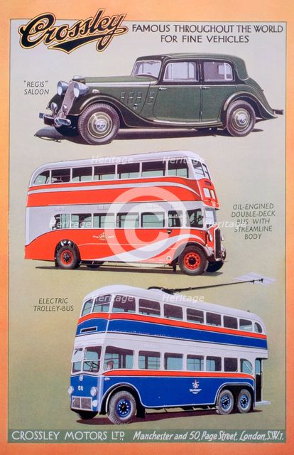 Crossley Motors advert, 1937. Artist: Unknown