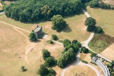 Crop marks revealing the buried foundations of Tixall Hall, Staffordshire, 2018. Creator: Historic England Staff Photographer