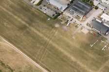 Cropmark of a Bronze Age or Iron Age triple ditch boundary, Old Sarum Airfield, Wiltshire, 2018. Creator: Historic England Staff Photographer