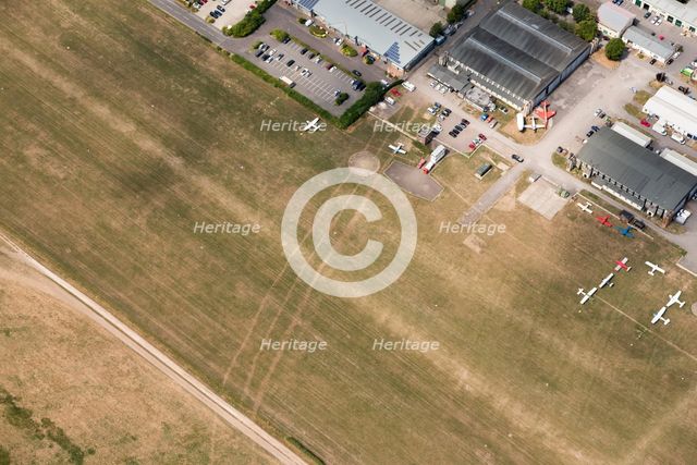 Cropmark of a Bronze Age or Iron Age triple ditch boundary, Old Sarum Airfield, Wiltshire, 2018. Creator: Historic England Staff Photographer.