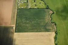 Cropmark remains of a multiphase later prehistoric settlement, Biggleswade Common, Beds, 2022. Creator: Damian Grady