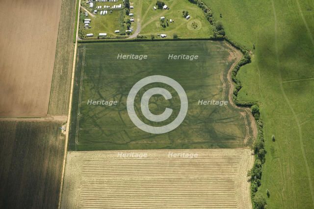 Cropmark remains of a multiphase later prehistoric settlement, Biggleswade Common, Beds, 2022. Creator: Damian Grady.