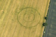 Cropmarks of a Neolithic henge and later enclosures at Paddock Hill, East Riding of Yorkshire, 2022. Creator: Emma Trevarthen