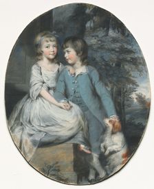 Cropley Ashley-Cooper (Later 6th Earl of Shaftesbury) with His Sister..., c. 1776. Creator: Daniel Gardner (British, c. 1750-1805)