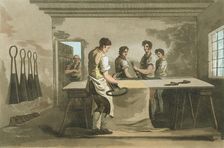 Cropping wool to give an even pile after nap had been raised, 1814