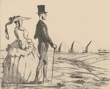 Croquis d'Eté - Parisiens à la Campagne, 1857. Creator: Honore Daumier