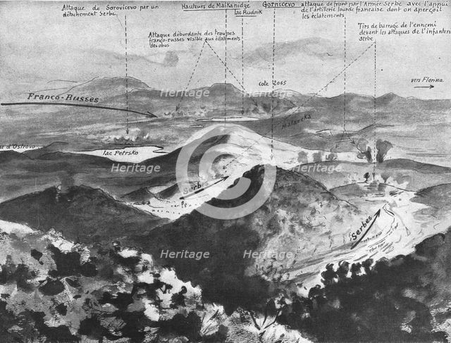 'Croquis panoramique de la bataille de Gornitchevo (12 - 14 septembre)', 1916. Creator: Unknown.